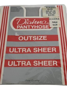 Diahna Pantyhose Nylons Ultra Sheer Sandalfoot 3X 4X 215-285 Lbs Vintage Outsize